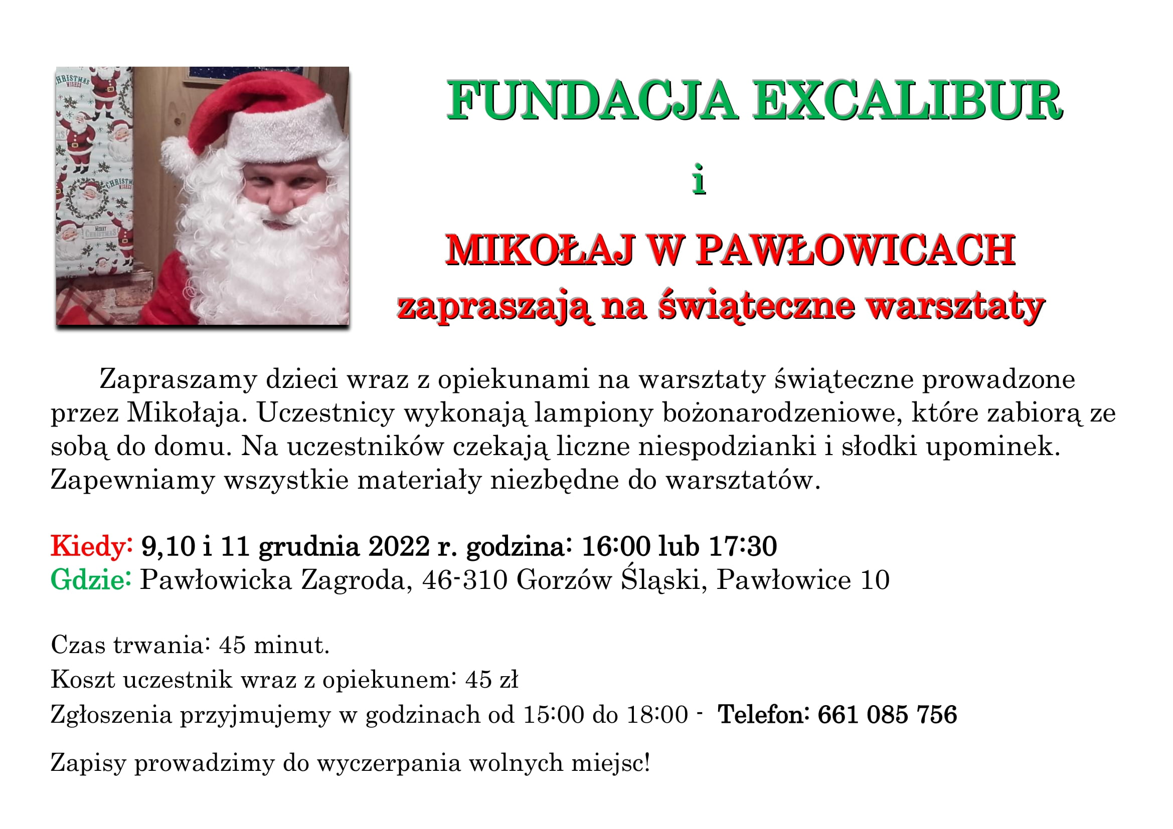 MIKOŁAJ W PAWŁOWICACH - świąteczne warsztaty 